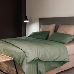 Linnea Taie d'oreiller PALACE pur coton lavé 50x70 cm uni vert mousse* Taie D'Oreiller