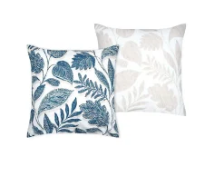 Taie d'39oreiller percale de coton motif feuillage 63x63cm><noscript><img width=