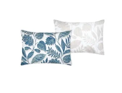 Taie d'39oreiller percale de coton motif feuillage 50x70cm><noscript><img width=