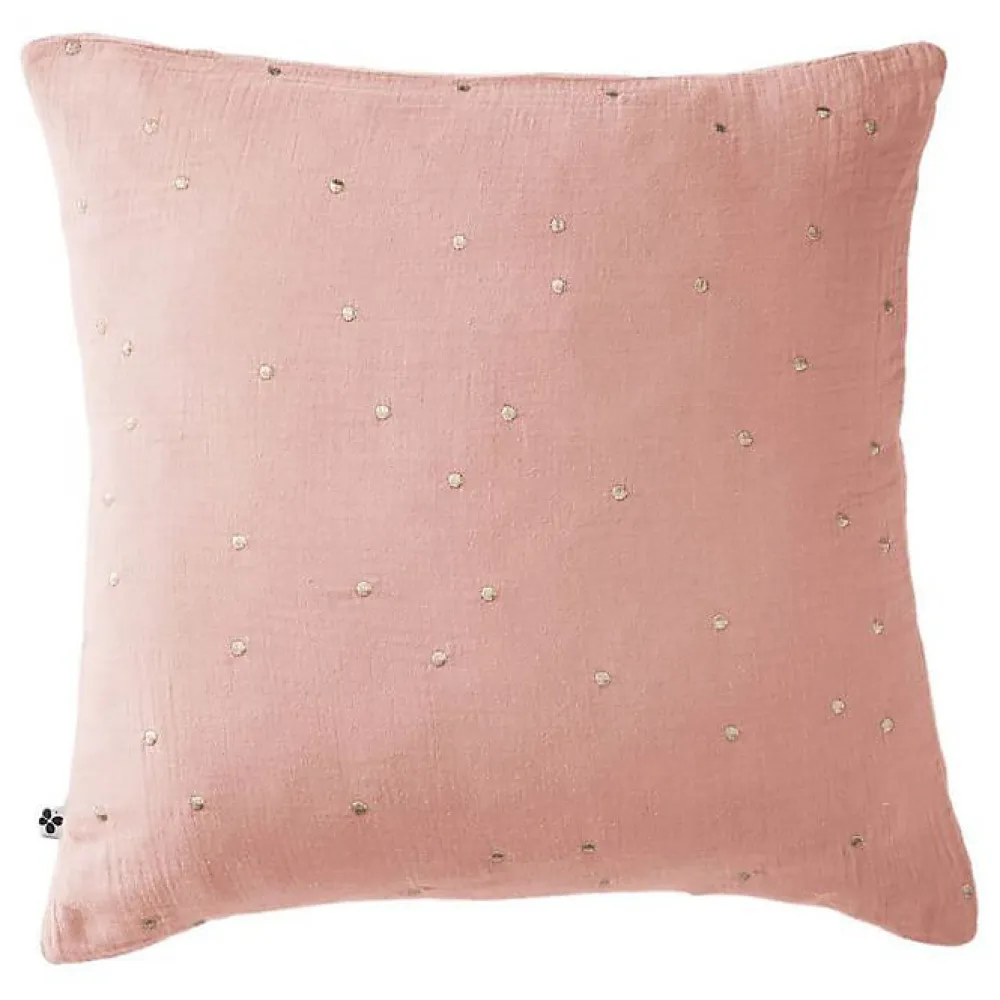 Taie d'oreiller Pois Doré Déco "Gaïa Chic" 60 x 60 cm & 50 x 70 cm "Gaze de Coton" - Gaïa Chic Rose Pêche - 60 x 60 cm>L'Effet Papillon Outlet