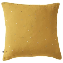 Taie d'oreiller Pois Doré Déco "Gaïa Chic" 60 x 60 cm & 50 x 70 cm "Gaze de Coton" - Gaïa Chic Safran - 60 x 60 cm>L'Effet Papillon Hot