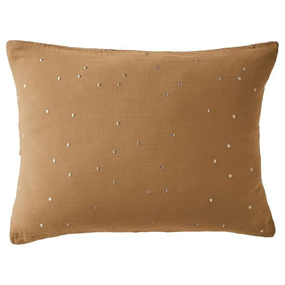 Taie d'oreiller Pois Doré Déco "Gaïa Chic" 60 x 60 cm & 50 x 70 cm "Gaze de Coton" - Gaïa Chic Camel - 50 x 70 cm>L'Effet Papillon Outlet