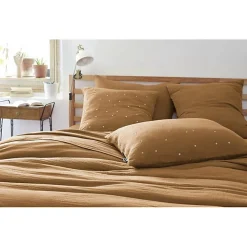 Taie d'oreiller Pois Doré Déco "Gaïa Chic" 60 x 60 cm & 50 x 70 cm "Gaze de Coton" - Gaïa Chic Camel - 50 x 70 cm>L'Effet Papillon Outlet