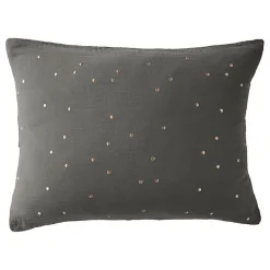 Taie d'oreiller Pois Doré Déco "Gaïa Chic" 60 x 60 cm & 50 x 70 cm "Gaze de Coton" - Gaïa Chic Granit - 50 x 70 cm>L'Effet Papillon Hot