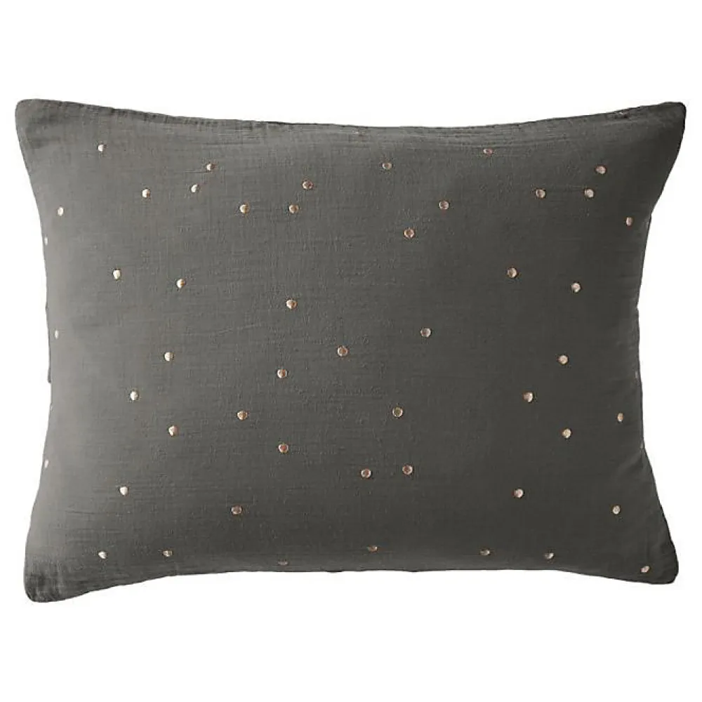 Taie d'oreiller Pois Doré Déco "Gaïa Chic" 60 x 60 cm & 50 x 70 cm "Gaze de Coton" - Gaïa Chic Granit - 50 x 70 cm>L'Effet Papillon Hot