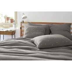 Taie d'oreiller Pois Doré Déco "Gaïa Chic" 60 x 60 cm & 50 x 70 cm "Gaze de Coton" - Gaïa Chic Granit - 50 x 70 cm>L'Effet Papillon Hot