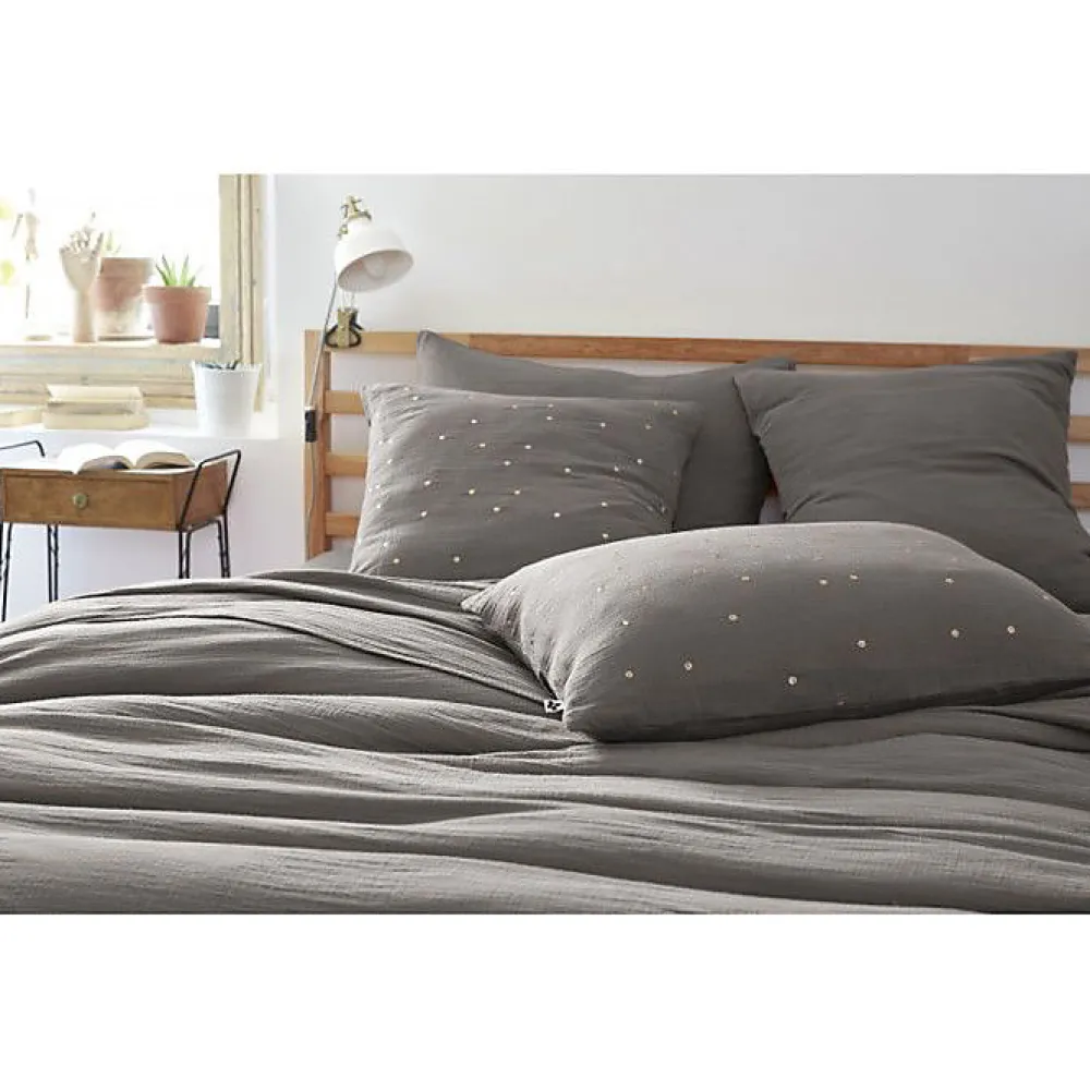 Taie d'oreiller Pois Doré Déco "Gaïa Chic" 60 x 60 cm & 50 x 70 cm "Gaze de Coton" - Gaïa Chic Granit - 50 x 70 cm>L'Effet Papillon Hot