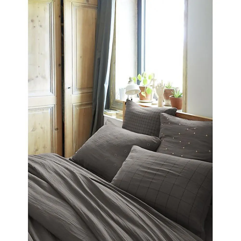 Taie d'oreiller Pois Doré Déco "Gaïa Chic" 60 x 60 cm & 50 x 70 cm "Gaze de Coton" - Gaïa Chic Granit - 50 x 70 cm>L'Effet Papillon Hot