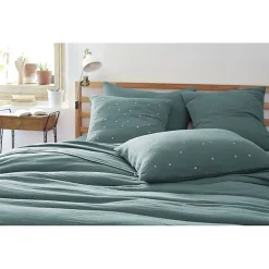 Taie d'oreiller Pois Doré Déco "Gaïa Chic" 60 x 60 cm & 50 x 70 cm "Gaze de Coton" - Gaïa Chic Canard - 60 x 60 cm>L'Effet Papillon Online