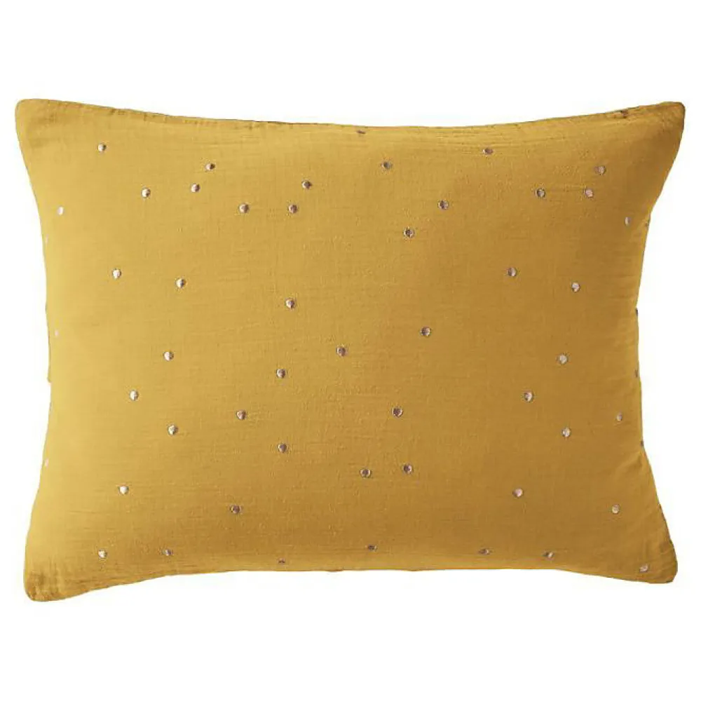 Taie d'oreiller Pois Doré Déco "Gaïa Chic" 60 x 60 cm & 50 x 70 cm "Gaze de Coton" - Gaïa Chic Safran - 50 x 70 cm>L'Effet Papillon New