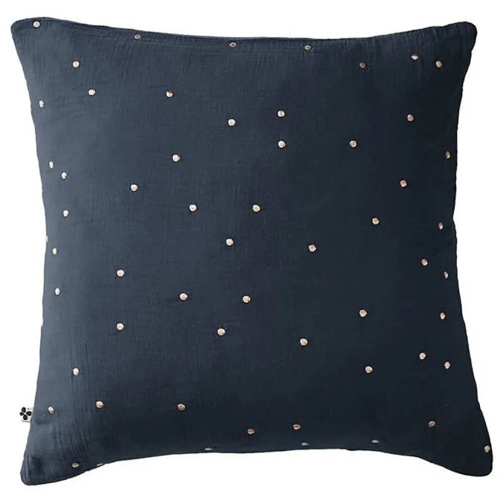 Taie d'oreiller Pois Doré Déco "Gaïa Chic" 60 x 60 cm & 50 x 70 cm "Gaze de Coton" - Gaïa Chic Minuit - 60 x 60 cm>L'Effet Papillon Hot