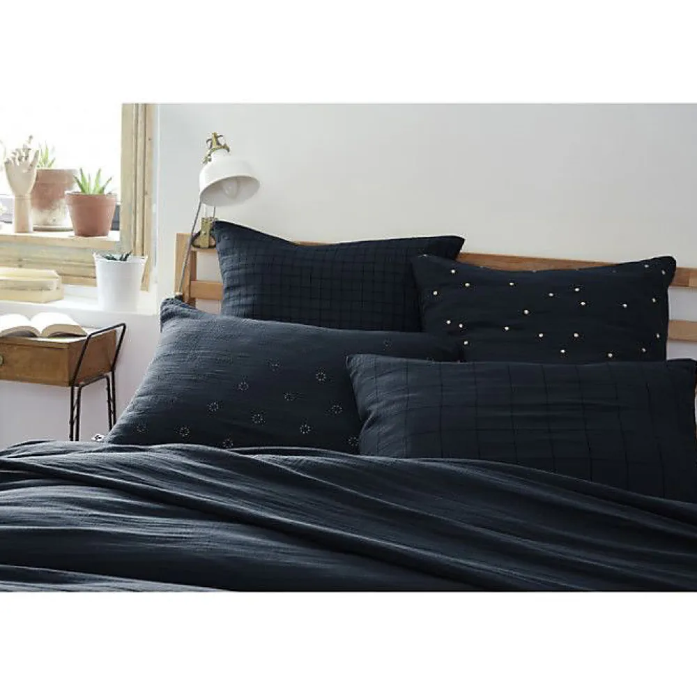 Taie d'oreiller Pois Doré Déco "Gaïa Chic" 60 x 60 cm & 50 x 70 cm "Gaze de Coton" - Gaïa Chic Minuit - 60 x 60 cm>L'Effet Papillon Hot