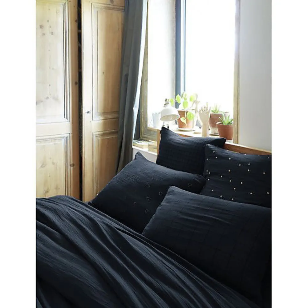 Taie d'oreiller Pois Doré Déco "Gaïa Chic" 60 x 60 cm & 50 x 70 cm "Gaze de Coton" - Gaïa Chic Minuit - 60 x 60 cm>L'Effet Papillon Hot