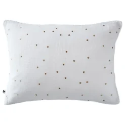 Taie d'oreiller Pois Doré Déco "Gaïa Chic" 60 x 60 cm & 50 x 70 cm "Gaze de Coton" - Gaïa Chic Chantilly - 50 x 70 cm>L'Effet Papillon Outlet
