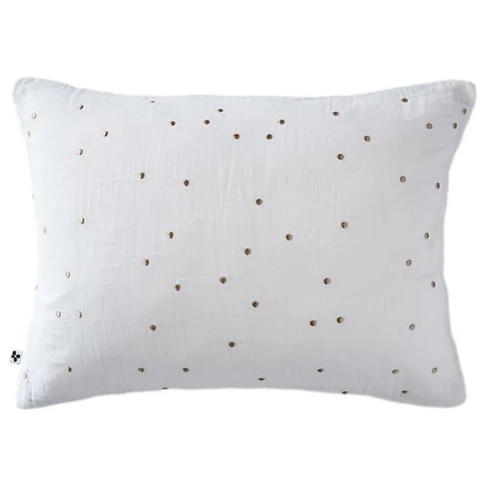 Taie d'oreiller Pois Doré Déco "Gaïa Chic" 60 x 60 cm & 50 x 70 cm "Gaze de Coton" - Gaïa Chic Chantilly - 50 x 70 cm>L'Effet Papillon Outlet