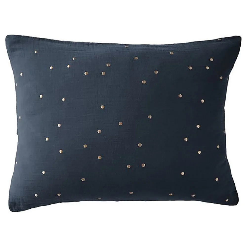 Taie d'oreiller Pois Doré Déco "Gaïa Chic" 60 x 60 cm & 50 x 70 cm "Gaze de Coton" - Gaïa Chic Minuit - 50 x 70 cm>L'Effet Papillon Clearance
