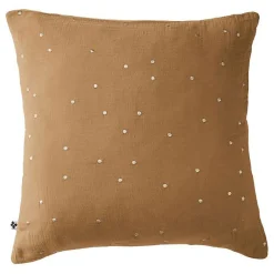 Taie d'oreiller Pois Doré Déco "Gaïa Chic" 60 x 60 cm & 50 x 70 cm "Gaze de Coton" - Gaïa Chic Camel - 60 x 60 cm>L'Effet Papillon Clearance