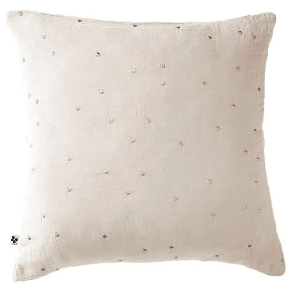 Taie d'oreiller Pois Doré Déco "Gaïa Chic" 60 x 60 cm & 50 x 70 cm "Gaze de Coton" - Gaïa Chic Pampa - 60 x 60 cm>L'Effet Papillon Sale