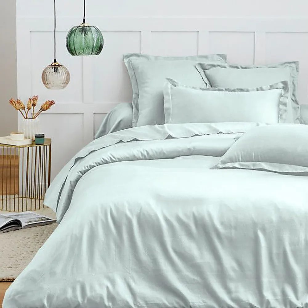 Coton Pur Taie d'oreiller "Prémium" toutes dimensions - Prémium Menthe - 63 x 63 cm volant plat piqué* Taie D'Oreiller