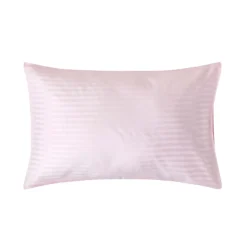 Taie d'oreiller rose satin rayé en coton égyptien 330 fils, 50x75 cm ->Homescapes Outlet