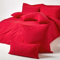 Homescapes Taie d'oreiller rouge 100% coton égyptien 200 fils, 80x80 cm -* Taie D'Oreiller