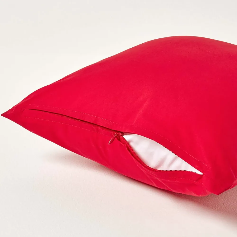 Homescapes Taie d'oreiller rouge 100% coton égyptien 200 fils, 40x40 cm -* Taie D'Oreiller