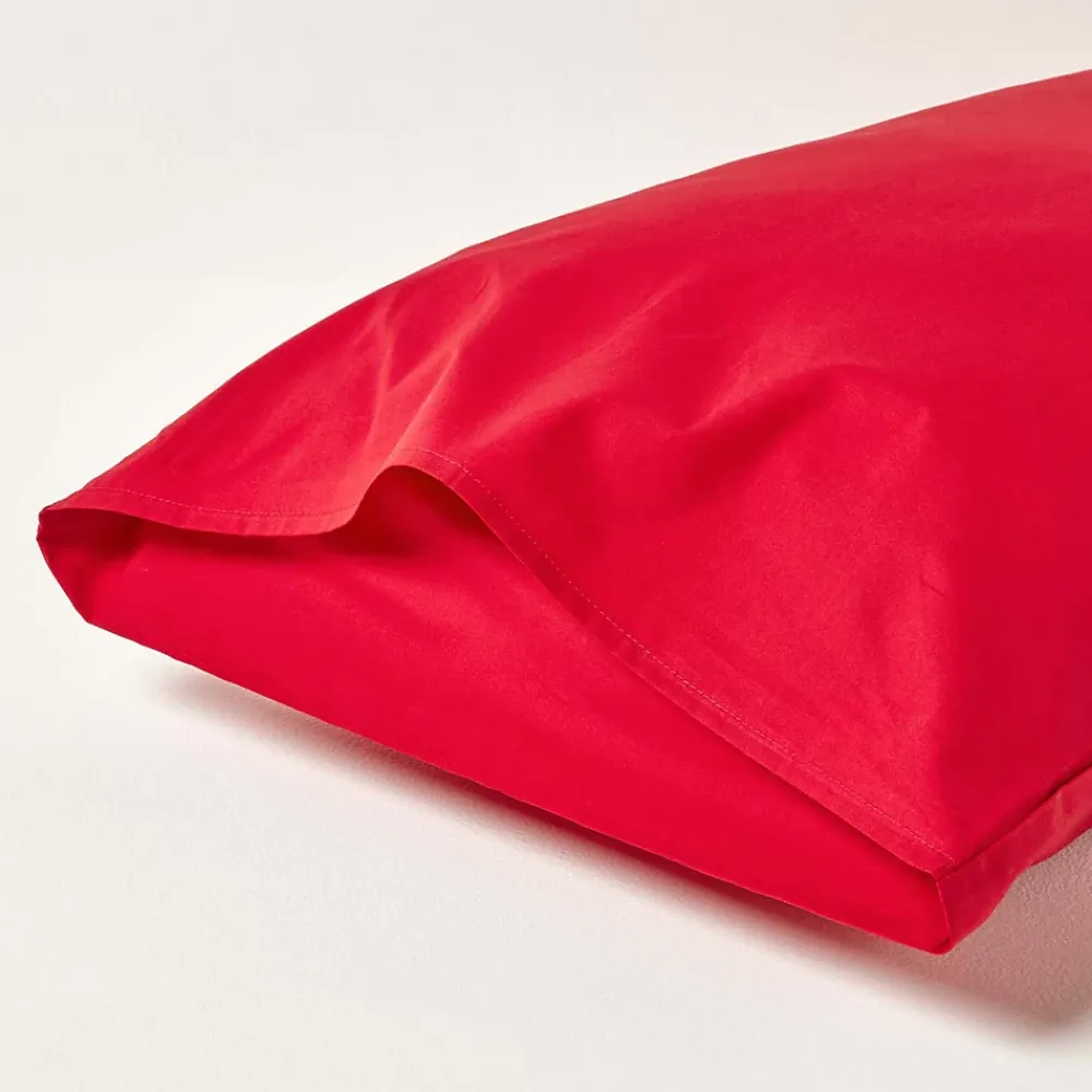 Homescapes Taie d'oreiller rouge 100% coton égyptien 200 fils, 50x75 cm -* Taie D'Oreiller
