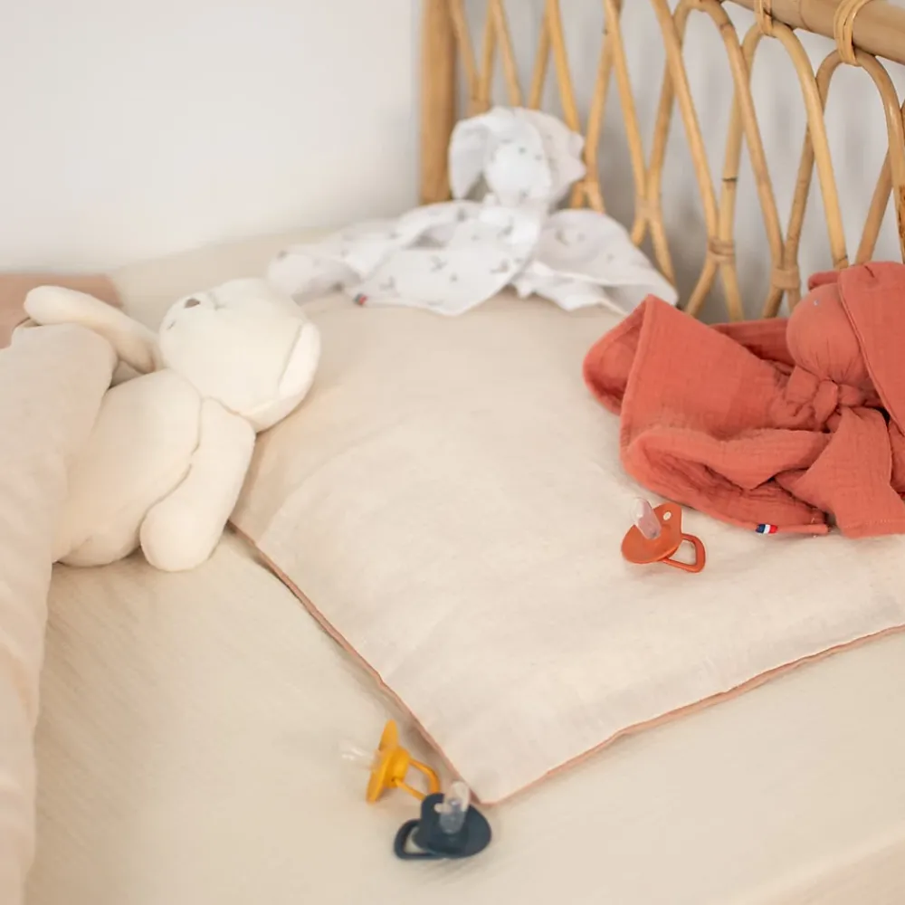 Sevira Kids Taie d'oreiller réversible en Lin lavé* Taie D'Oreiller