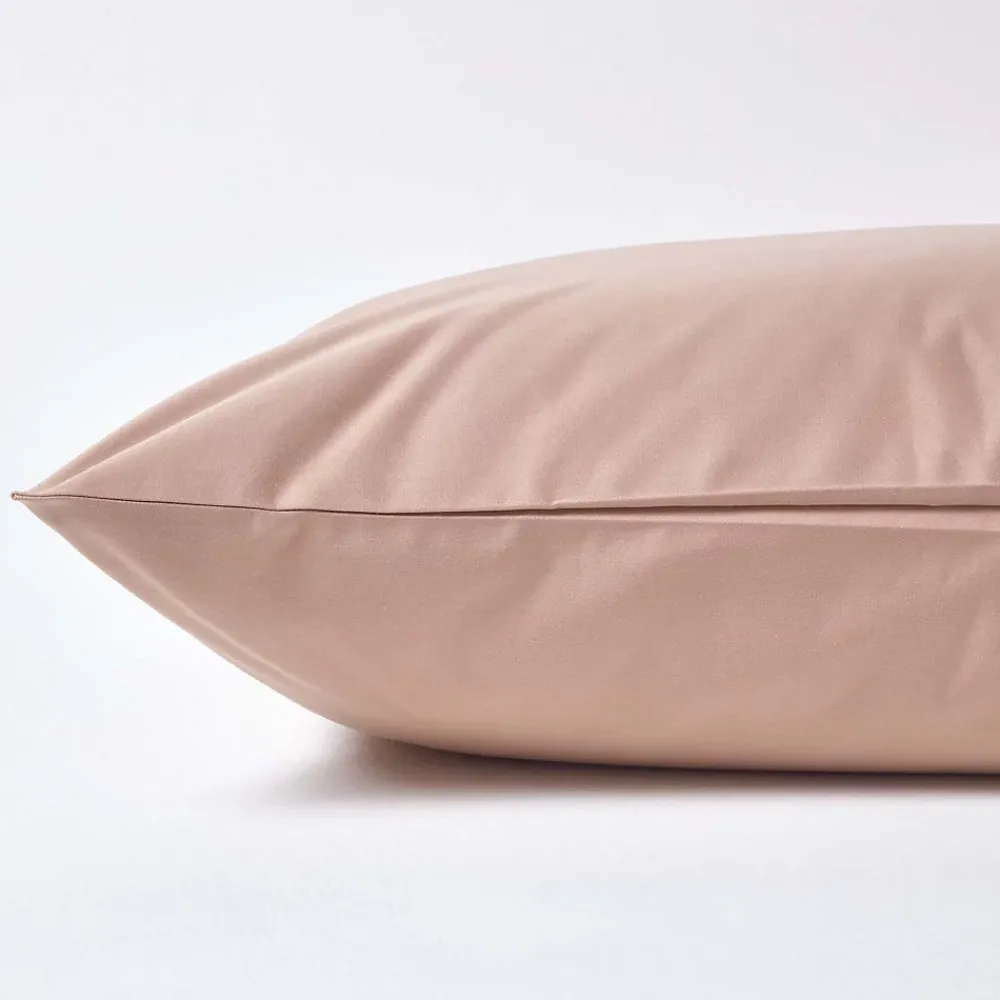 Homescapes Taie d'oreiller taupe en satin de coton égyptien 1000 fils, 50x75 cm -* Taie D'Oreiller