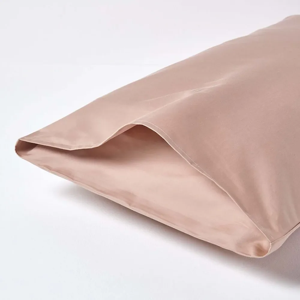 Homescapes Taie d'oreiller taupe en satin de coton égyptien 1000 fils, 50x75 cm -* Taie D'Oreiller