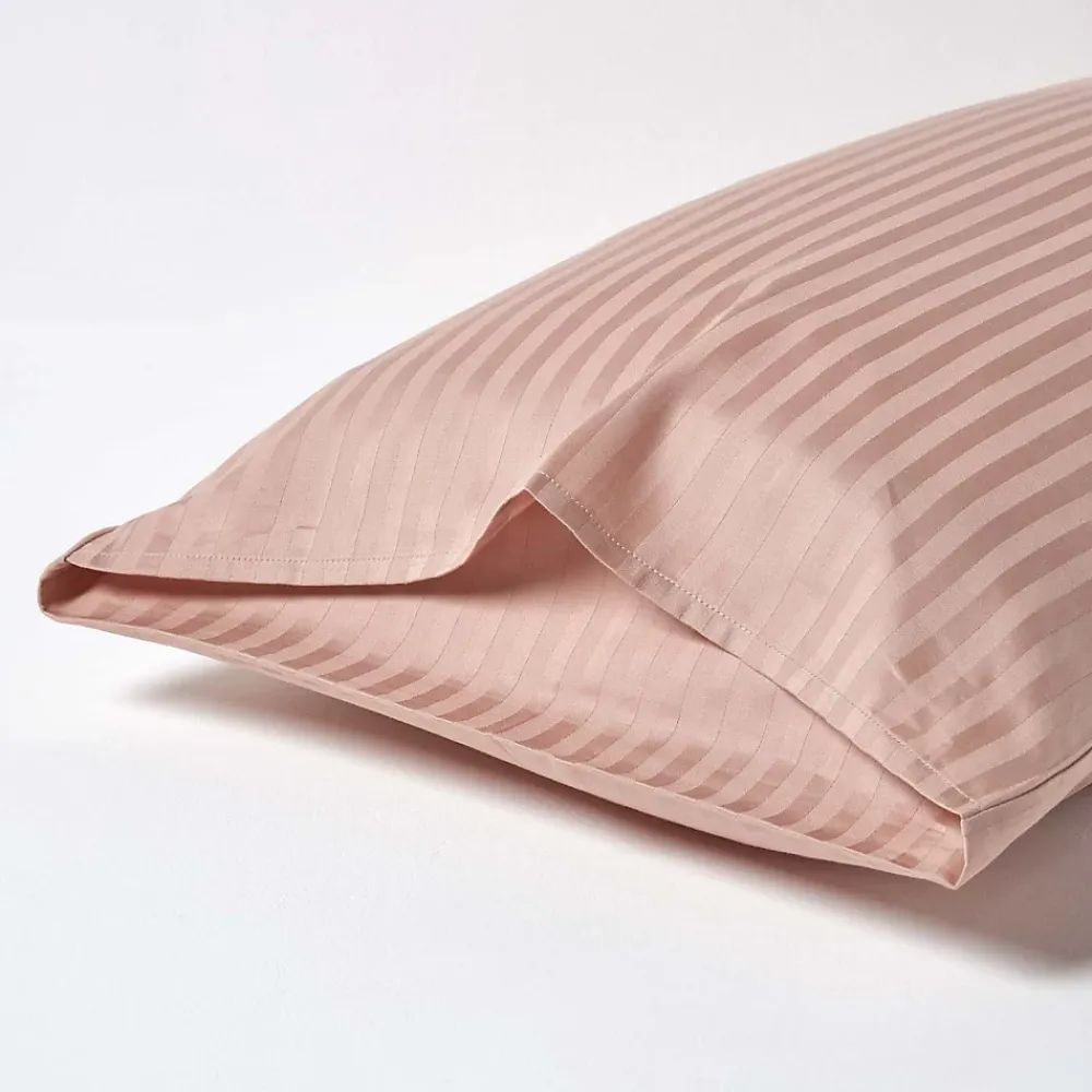 Homescapes Taie d'oreiller taupe satin rayé en coton égyptien 330 fils, 50x75 cm -* Taie D'Oreiller