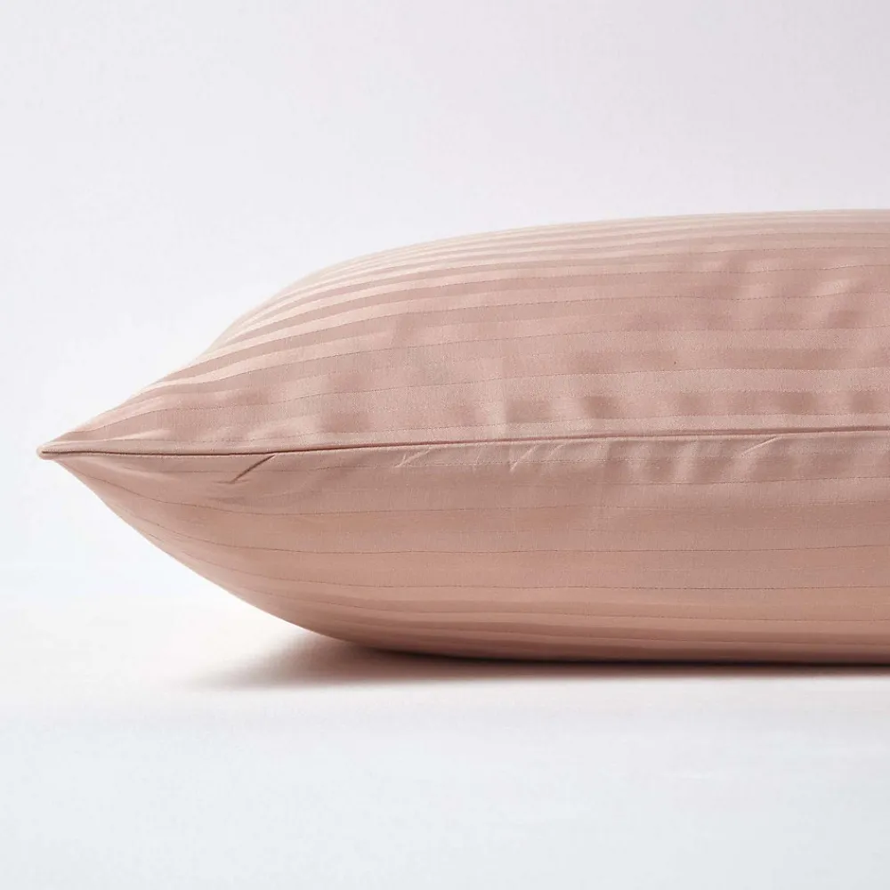 Taie d'oreiller taupe satin rayé en coton égyptien 330 fils, 80x80 cm ->Homescapes Online