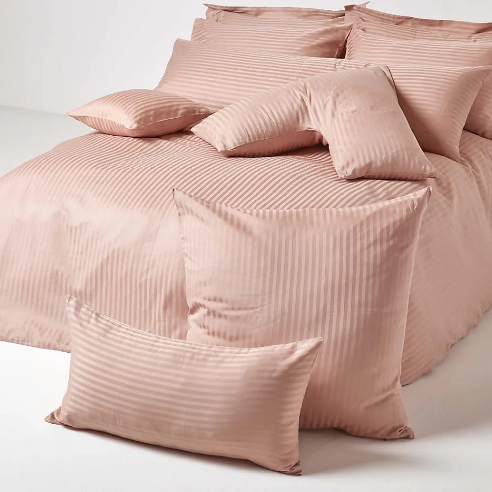 Taie d'oreiller taupe satin rayé en coton égyptien 330 fils, 80x80 cm ->Homescapes Online