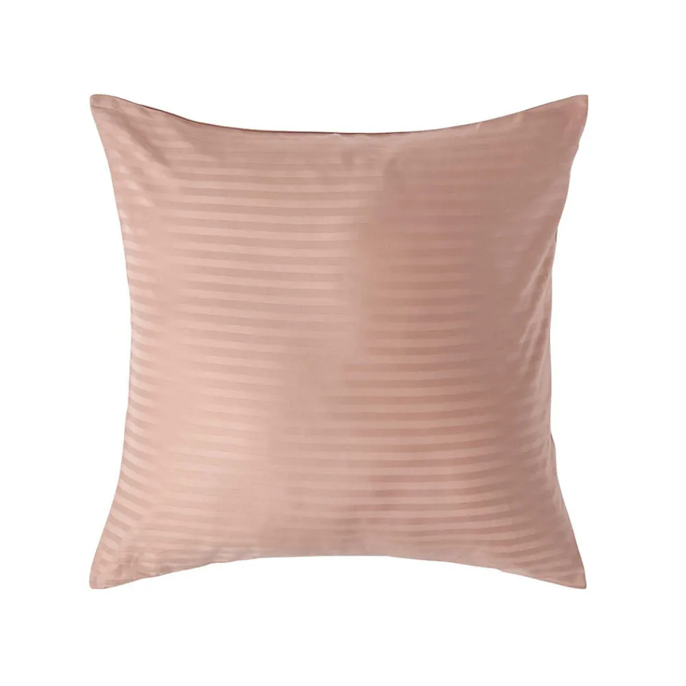 Taie d'oreiller taupe satin rayé en coton égyptien 330 fils, 60x60 cm ->Homescapes New