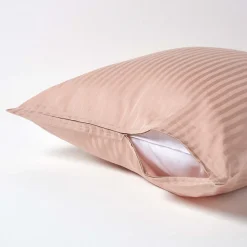 Taie d'oreiller taupe satin rayé en coton égyptien 330 fils, 60x60 cm -><noscript><img width=