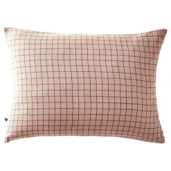 Taie d'oreiller Tissé-teint petits carreaux Déco "Gaïa Mix" 60 x 60 cm & 50 x 70 cm "Gaze de Coton" - Gaïa Mix Guimauve - 50 x 70>L'Effet Papillon Hot