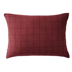 Taie d'oreiller Tissé-teint grands carreaux Déco "Gaïa Match" 60 x 60 cm & 50 x 70 cm "Gaze de Coton" - Gaïa Match Lie de vin - 50>L'Effet Papillon Online