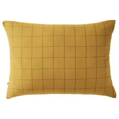 Taie d'oreiller Tissé-teint grands carreaux Déco "Gaïa Match" 60 x 60 cm & 50 x 70 cm "Gaze de Coton" - Gaïa Match Safran - 50 x 7>L'Effet Papillon Online