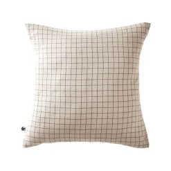 Taie d'oreiller Tissé-teint petits carreaux Déco "Gaïa Mix" 60 x 60 cm & 50 x 70 cm "Gaze de Coton" - Gaïa Mix Pampa - 60 x 60 cm>L'Effet Papillon Discount