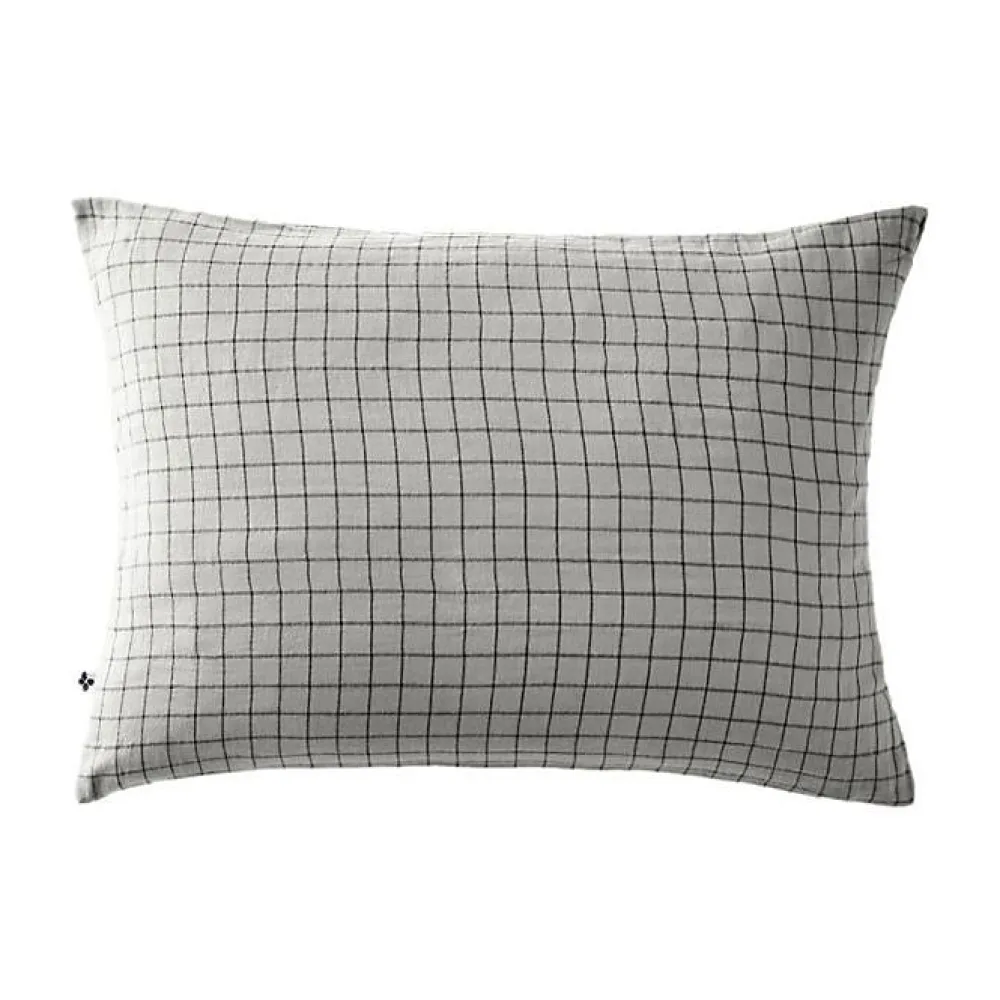 Taie d'oreiller Tissé-teint petits carreaux Déco "Gaïa Mix" 60 x 60 cm & 50 x 70 cm "Gaze de Coton" - Gaïa Mix Nuage - 50 x 70 cm>L'Effet Papillon New