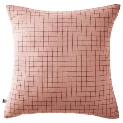 Taie d'oreiller Tissé-teint petits carreaux Déco "Gaïa Mix" 60 x 60 cm & 50 x 70 cm "Gaze de Coton" - Gaïa Mix Rose Pêche - 60 x 6>L'Effet Papillon Outlet