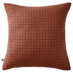 L'Effet Papillon Taie d'oreiller Tissé-teint petits carreaux Déco "Gaïa Mix" 60 x 60 cm & 50 x 70 cm "Gaze de Coton" - Gaïa Mix Terracotta - 60 x 6* Taie D'Oreiller