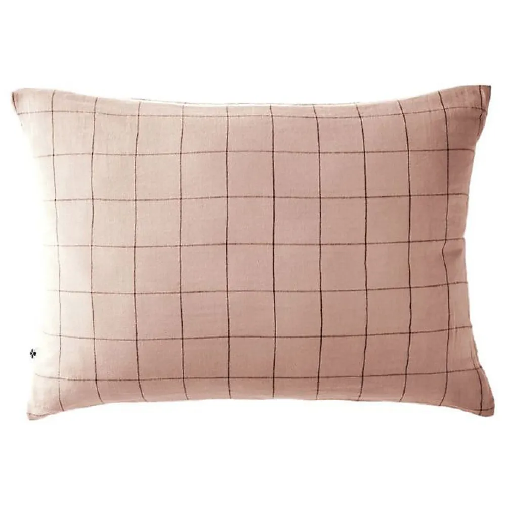 Taie d'oreiller Tissé-teint grands carreaux Déco "Gaïa Match" 60 x 60 cm & 50 x 70 cm "Gaze de Coton" - Gaïa Match Guimauve - 50 x>L'Effet Papillon Best