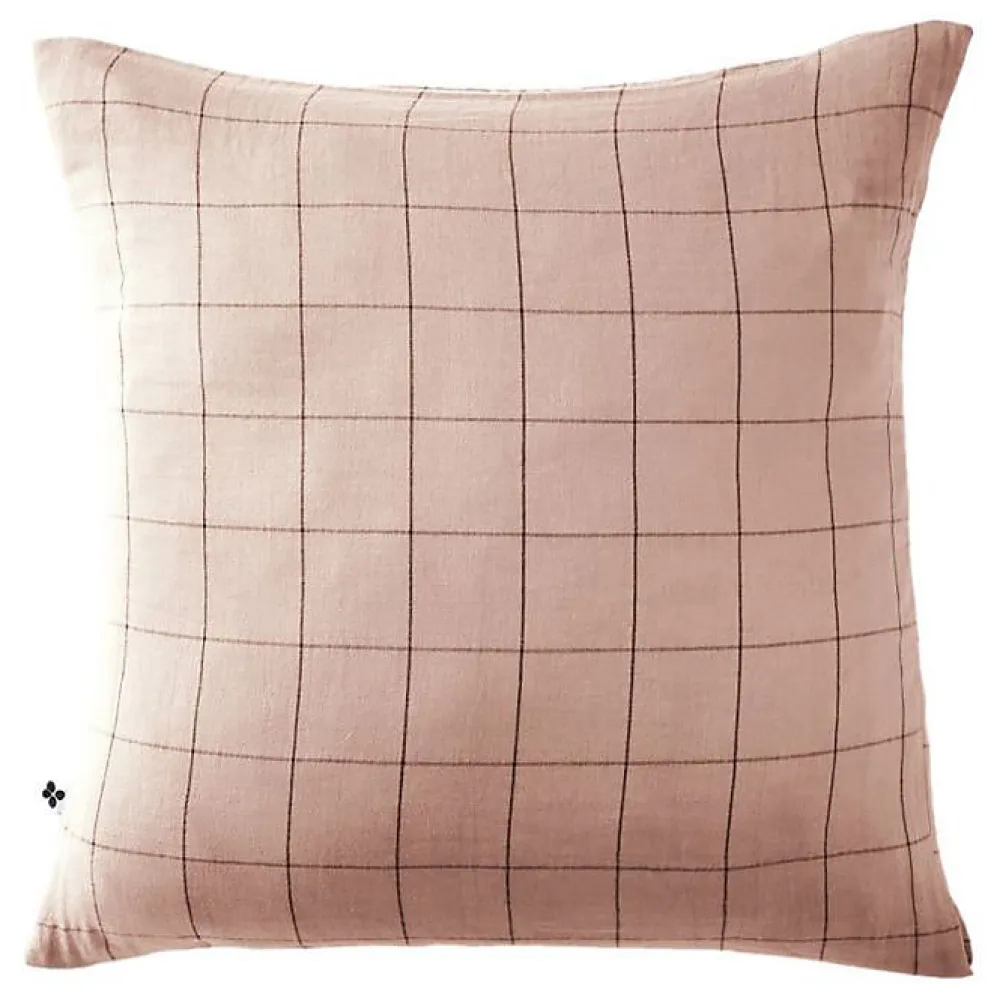 Taie d'oreiller Tissé-teint grands carreaux Déco "Gaïa Match" 60 x 60 cm & 50 x 70 cm "Gaze de Coton" - Gaïa Match Guimauve - 60 x>L'Effet Papillon New