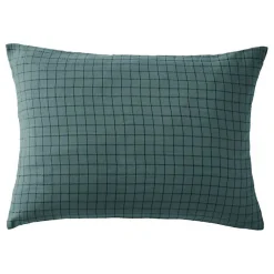 Taie d'oreiller Tissé-teint petits carreaux Déco "Gaïa Mix" 60 x 60 cm & 50 x 70 cm "Gaze de Coton" - Gaïa Mix Canard - 50 x 70 cm>L'Effet Papillon