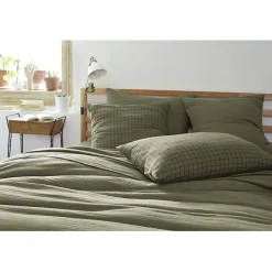 L'Effet Papillon Taie d'oreiller Tissé-teint petits carreaux Déco "Gaïa Mix" 60 x 60 cm & 50 x 70 cm "Gaze de Coton" - Gaïa Mix Romarin - 50 x 70 c* Taie D'Oreiller