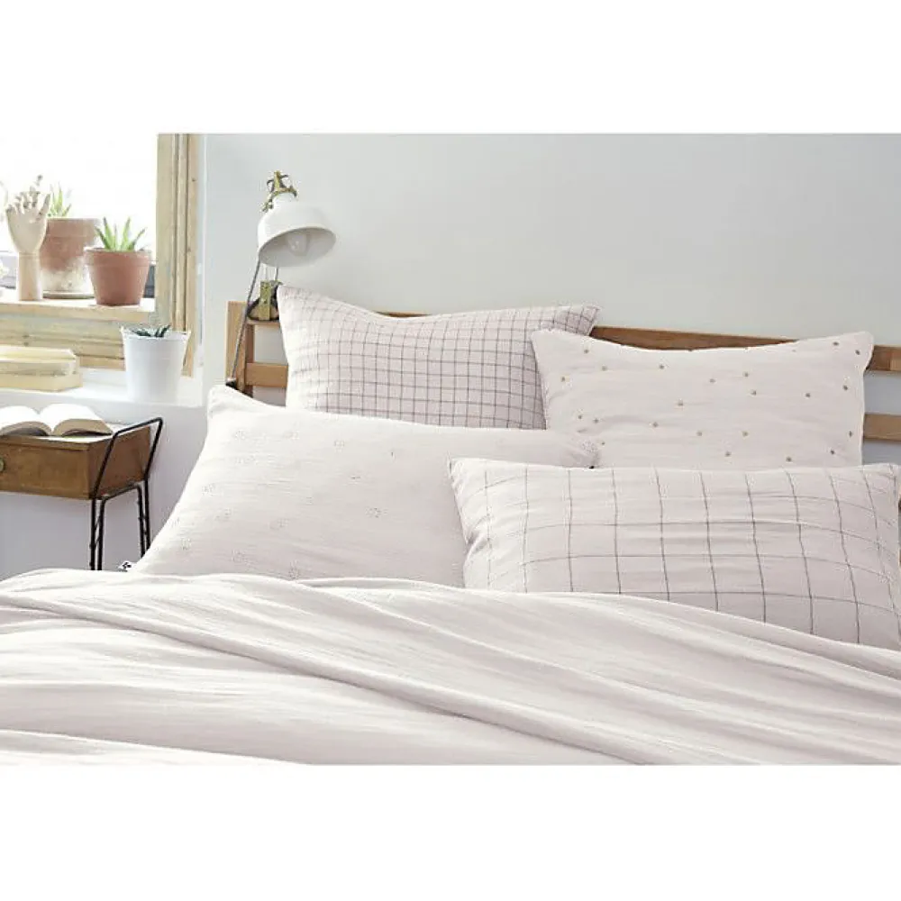 Taie d'oreiller Tissé-teint petits carreaux Déco "Gaïa Mix" 60 x 60 cm & 50 x 70 cm "Gaze de Coton" - Gaïa Mix Chantilly - 60 x 60>L'Effet Papillon Discount