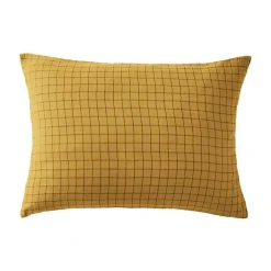 L'Effet Papillon Taie d'oreiller Tissé-teint petits carreaux Déco "Gaïa Mix" 60 x 60 cm & 50 x 70 cm "Gaze de Coton" - Gaïa Mix Safran - 50 x 70 cm* Taie D'Oreiller