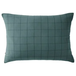 Taie d'oreiller Tissé-teint grands carreaux Déco "Gaïa Match" 60 x 60 cm & 50 x 70 cm "Gaze de Coton" - Gaïa Match Canard - 50 x 7>L'Effet Papillon Outlet