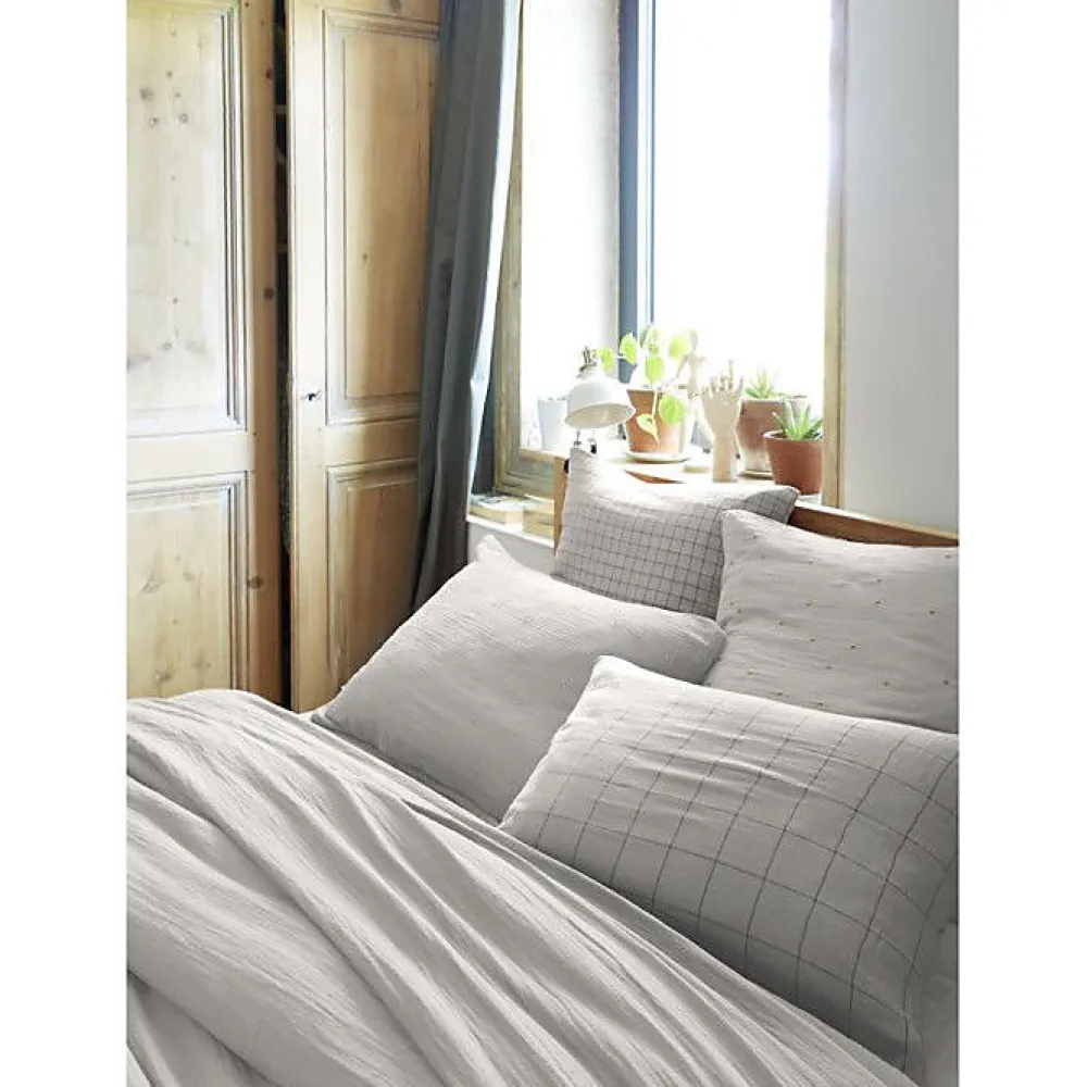 Taie d'oreiller Tissé-teint petits carreaux Déco "Gaïa Mix" 60 x 60 cm & 50 x 70 cm "Gaze de Coton" - Gaïa Mix Nuage - 60 x 60 cm>L'Effet Papillon Sale